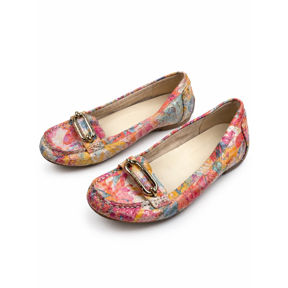 Anne Klein Vintage Y2K Aknoris Floral Leather Horsebit Loafers Women's Size 8.5